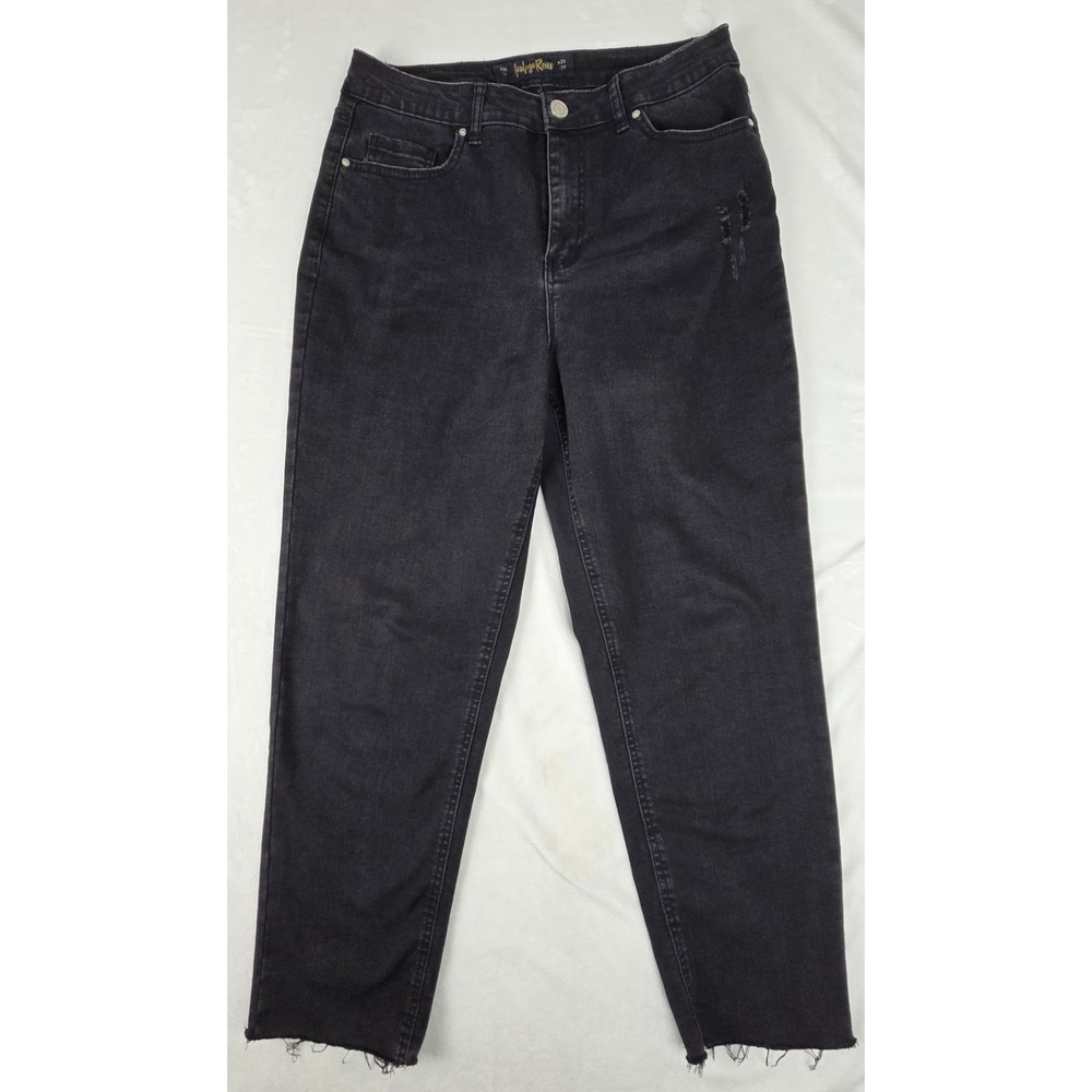 Indigo Rein Jeans Womens‎ 11 Black Distressed Raw Hem High Rise Skinny Excellent
